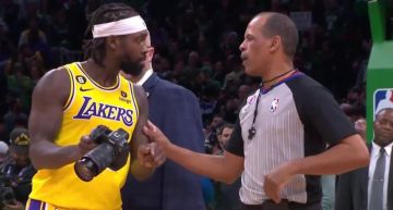 NBA/裁判關鍵「誤判」湖人隊延長賽落敗!LeBron跪地崩潰 瘋狗貝拿相機找裁判理論