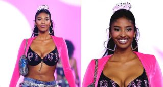 Kobe 23歲大女兒  Natalia Bryant 參加「維多利亞的秘密」時尚秀！她穿粉紅絲絨裝自信走秀