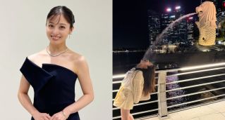「千年一遇美少女」遊新加坡不顧女神包袱！魚尾獅前下腰接水 引4457萬人笑翻瀏覽