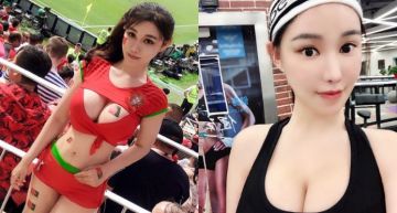 不只瘋鮮肉猛男!球員「C羅」女狂粉「捧雙峰秀辣腿」 火辣身材引爆世足現場!