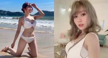 「隱乳女神」阿樂趴滑水道!「邪惡視角」雪球快蹦出 深V泳裝被沖開「粉色點點走光」