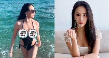林采緹海邊大解放!鏤空緊身泳衣「包不住F級飛彈」 被浪拍打網看傻:太暴力!