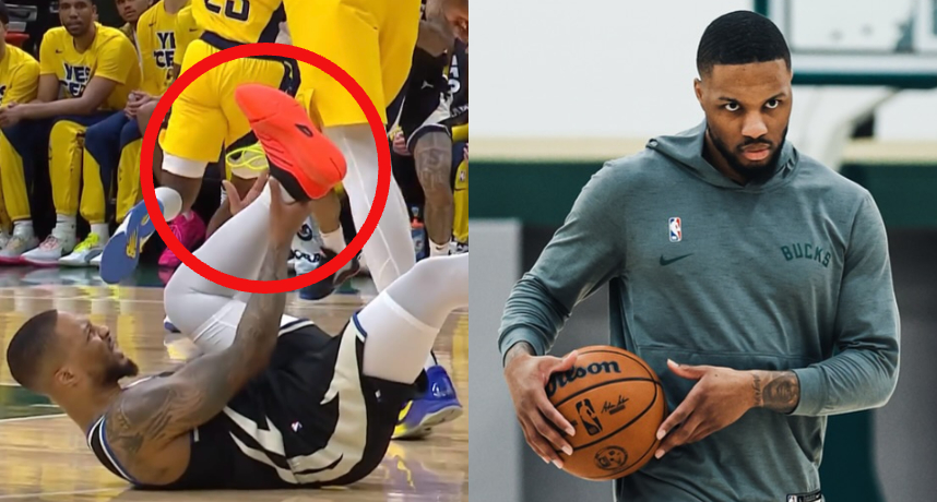 NBA/「小李」Damian Lillard 好不容易擺脫傷病回歸竟又發生意外!他在無碰撞的情況下攙扶著跟腱倒地退場
