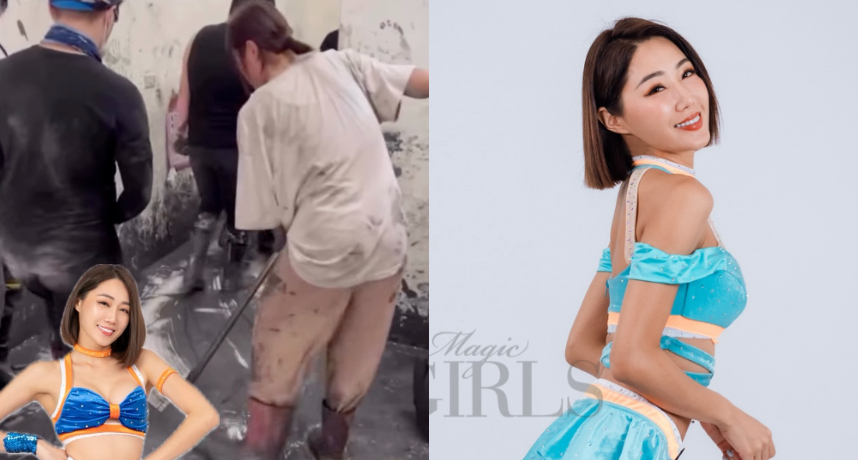 啦啦隊也化身鏟子超人！「LuxyGirl」泡泡全身泥漿笑喊：重建的路還很長，如果有人有空真的希望能一起來幫忙。