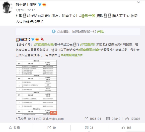 河南「千年一遇暴雨」!楊丞琳、李榮浩速捐440萬 彭于晏捐款曝光