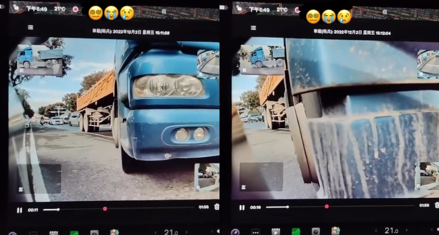 蔡瑞雪170萬特斯拉被撞！「卡車撞凹1大洞」看紀錄器崩潰：真的哭了