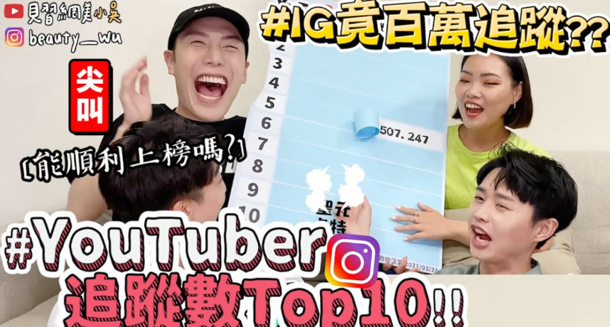 Youtuber的IG追蹤排名前十公開!「YT世家」全上榜 網:好意外