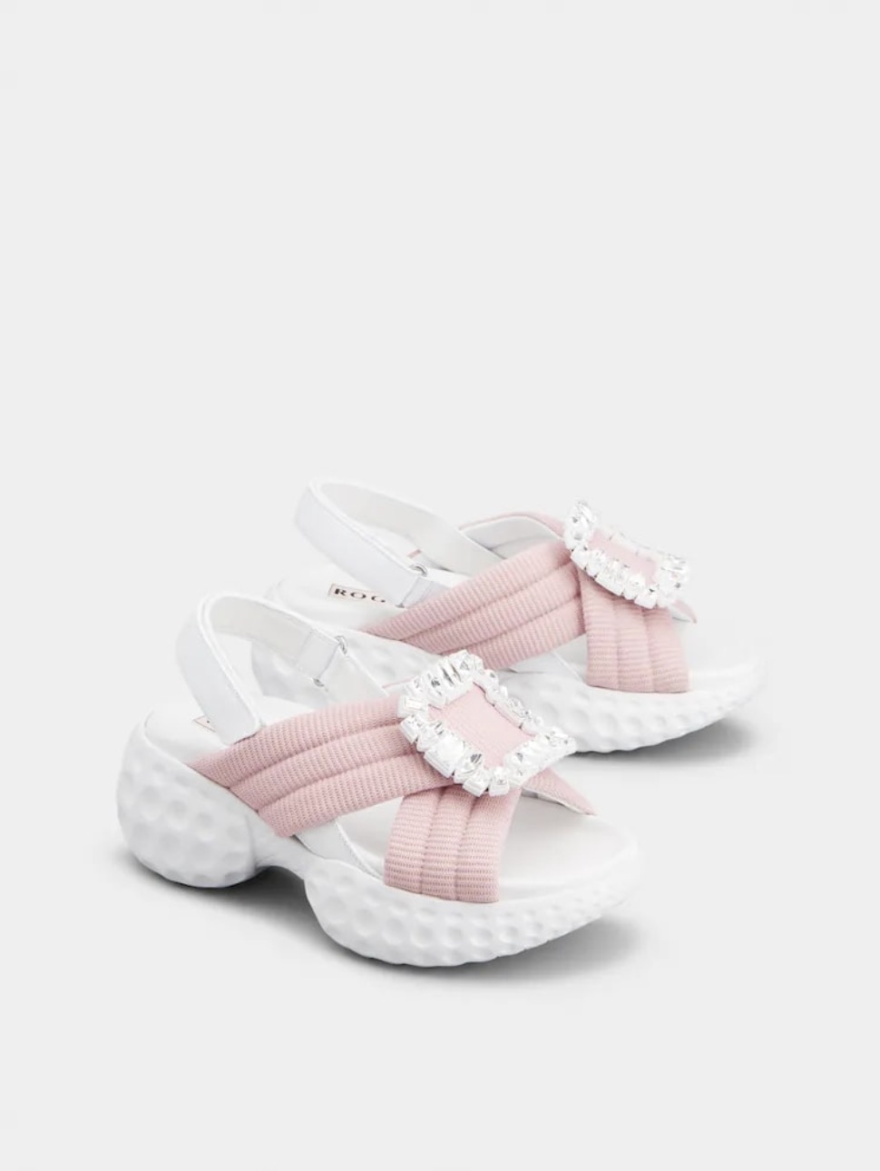 《淚之女王》金智媛同款 Roger Vivier 2024 Viv’ Run白色布料科技鑽扣休閒鞋