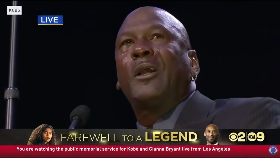 他就像煩人的小老弟！喬丹「柯比告別式」狂噴淚：又要變梗圖了