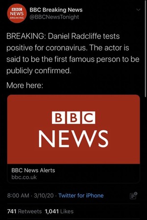 比湯姆漢克斯還早？網瘋傳「哈利波特才是首位感染名人」　發言人回應了！