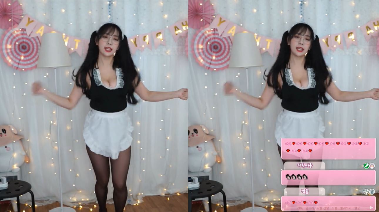 韓國雙馬尾直播主「女僕裝」熱舞！腳一晃網全呼：幸好有跟上