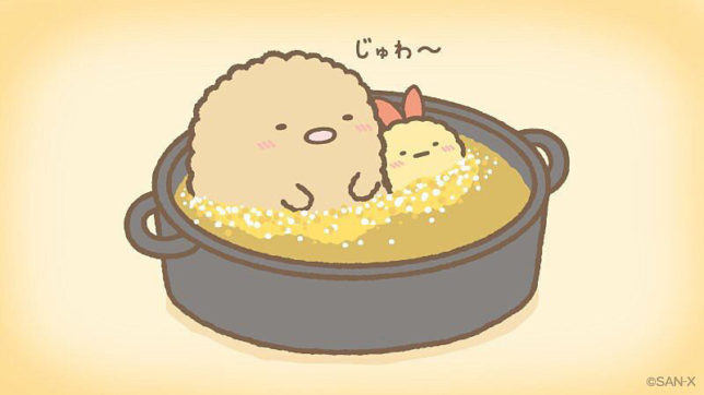 炸竹排的由來是人們吃完炸豬排後的「屑屑」,全身上下只有鼻子的部分(1%)是瘦肉,最大的願望是能被人類吃掉。他也和境遇相同的炸蝦是好朋友。炸物系列的小生物有個很可愛的小秘密,就是去泡溫泉時,他們是無法下水的,必須要泡專用的「油池」,否則會變得軟趴趴的。